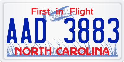 NC license plate AAD3883