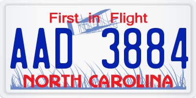 NC license plate AAD3884
