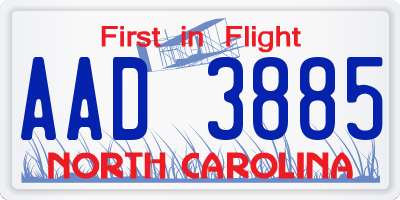 NC license plate AAD3885