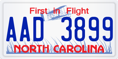NC license plate AAD3899