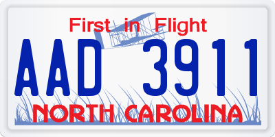NC license plate AAD3911