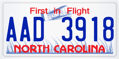 NC license plate AAD3918