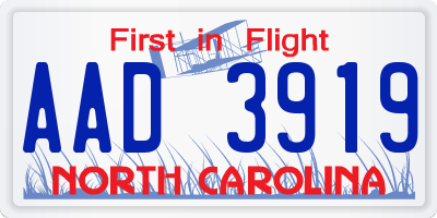 NC license plate AAD3919