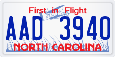 NC license plate AAD3940