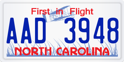 NC license plate AAD3948