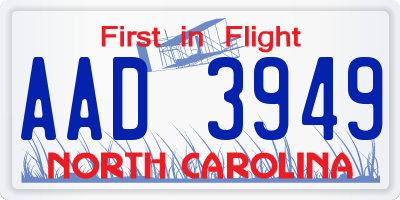 NC license plate AAD3949