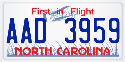 NC license plate AAD3959