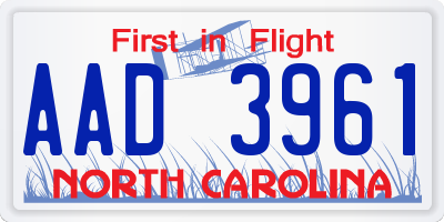 NC license plate AAD3961