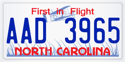 NC license plate AAD3965