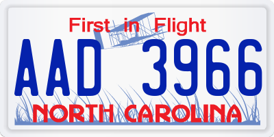 NC license plate AAD3966