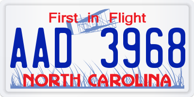 NC license plate AAD3968