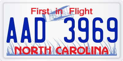NC license plate AAD3969