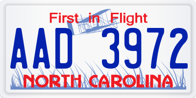 NC license plate AAD3972
