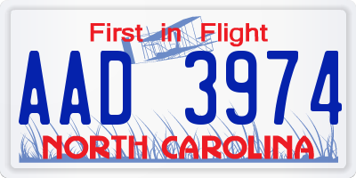 NC license plate AAD3974