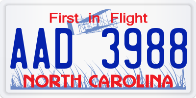 NC license plate AAD3988