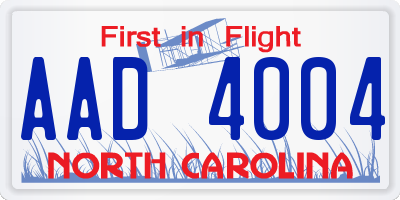 NC license plate AAD4004