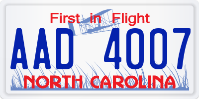 NC license plate AAD4007