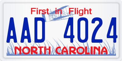 NC license plate AAD4024