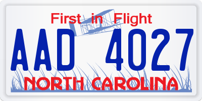 NC license plate AAD4027