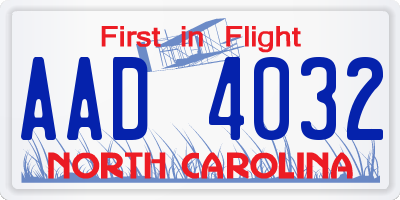 NC license plate AAD4032