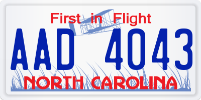 NC license plate AAD4043