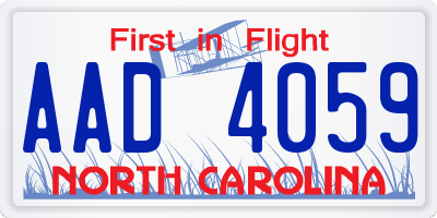NC license plate AAD4059