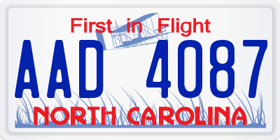 NC license plate AAD4087