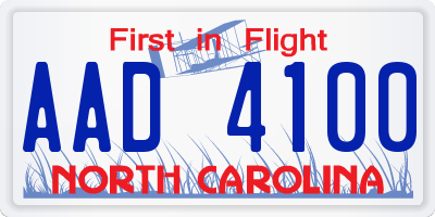 NC license plate AAD4100