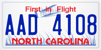 NC license plate AAD4108