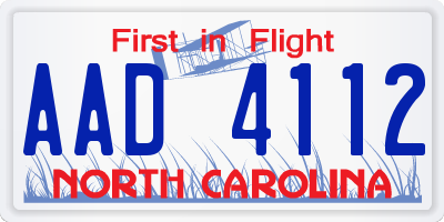 NC license plate AAD4112