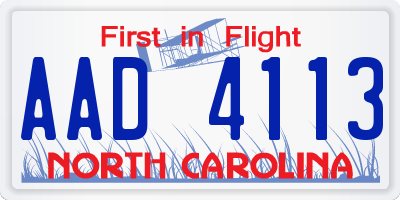 NC license plate AAD4113