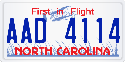 NC license plate AAD4114