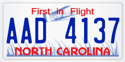 NC license plate AAD4137