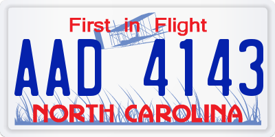 NC license plate AAD4143