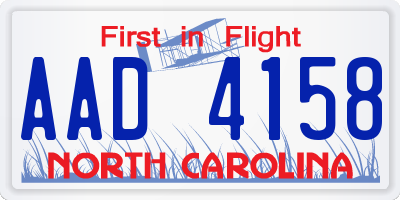 NC license plate AAD4158