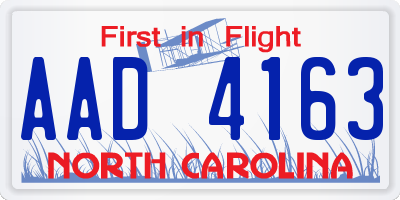 NC license plate AAD4163