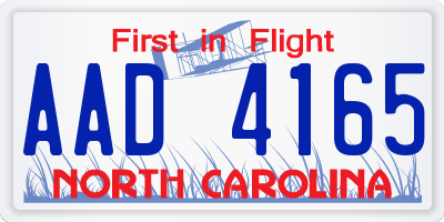 NC license plate AAD4165