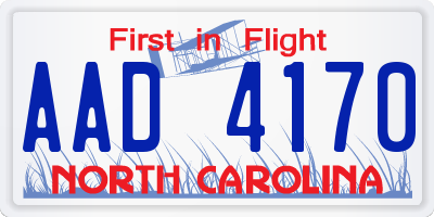 NC license plate AAD4170