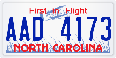 NC license plate AAD4173