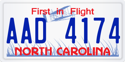 NC license plate AAD4174