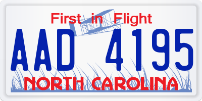 NC license plate AAD4195