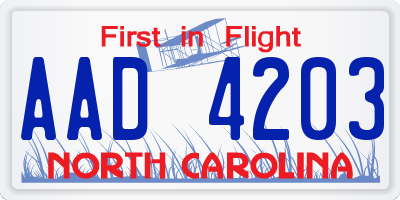 NC license plate AAD4203