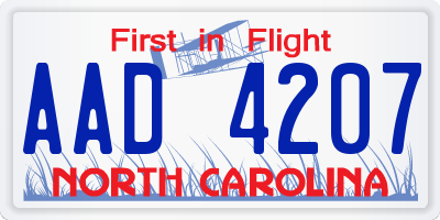 NC license plate AAD4207