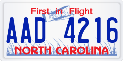 NC license plate AAD4216