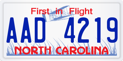 NC license plate AAD4219