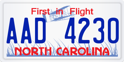 NC license plate AAD4230