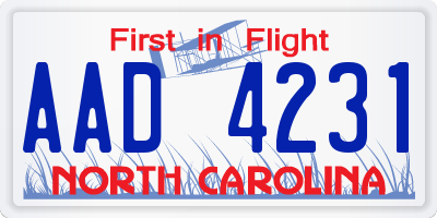 NC license plate AAD4231