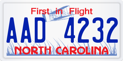 NC license plate AAD4232