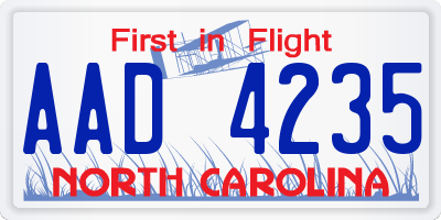 NC license plate AAD4235
