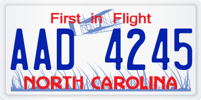 NC license plate AAD4245